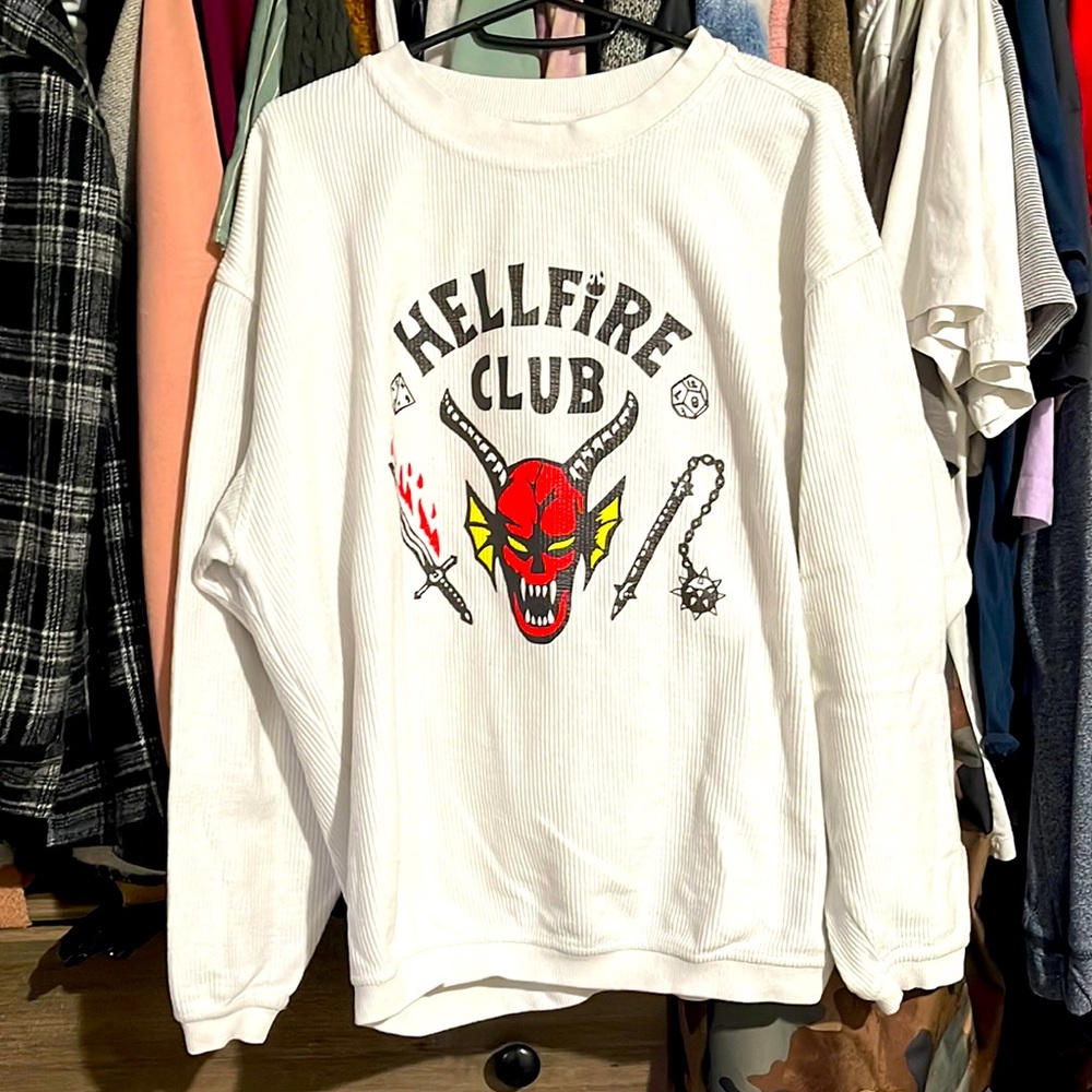 Stranger Things Hellfire Club ribbed crew sweater